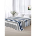 thumbnail image 5 of Navy Blue Grey Striped Full Size Flat Sheet, Wrinkleproof & Fadeproof Cooling Flat Bed Sheet Only, Horizontal Lines Simple Minimalist Breathable Soft Bedding Top Sheets 81 x 96 Inches, 5 of 8