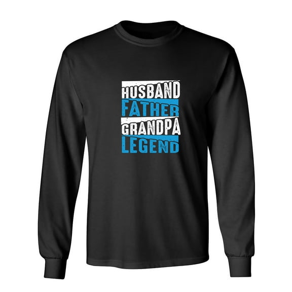 Husband Father Grandpa Le*end Sarcastic Humor Novelty Men's Long Sleeve Shirts