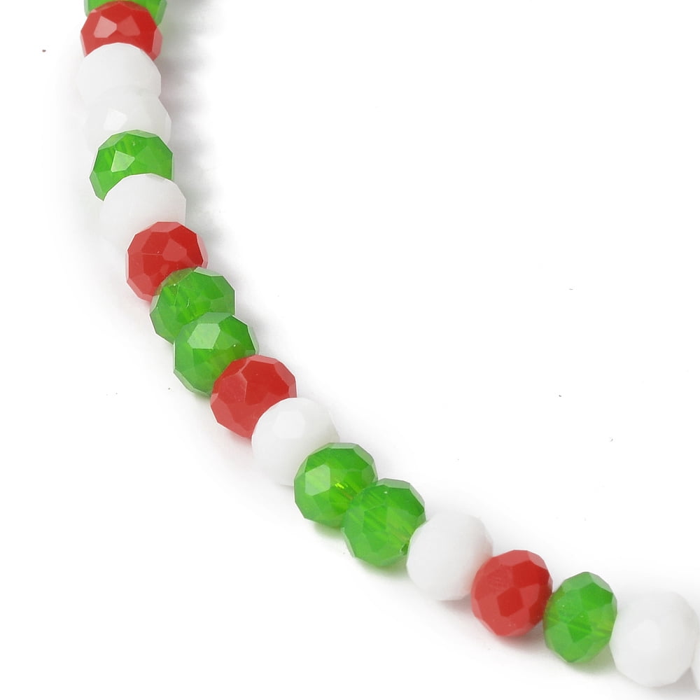 Christmas Theme Glass Beads Strands Faceted Abacus Lime Green 6x5mm Hole: 1mm 89~93pcs/strand 17.01~17.52 inch(43.2~44.5cm)
