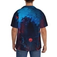 thumbnail image 3 of Balery Spooky Halloween Night Scene Camisa Casual de Manga Corta con Botones para Hombre, Texturizada, Estilo Cubano, para Playa, Verano-Small, 3 of 5