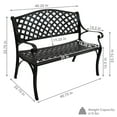 thumbnail image 4 of Sunnydaze Outdoor Patio Bench with Black Checkered Design - Durable Cast Aluminum Metal Garden Bench - 2-Person Patio Decor Seating - Front Porch Furniture - Entryway Bench, 4 of 13