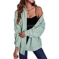 thumbnail image 1 of Camisa holgada de longitud media para mujer, chaqueta con botones de pana, abrigo de manga larga con hombros caídos y paneles, 1 of 7