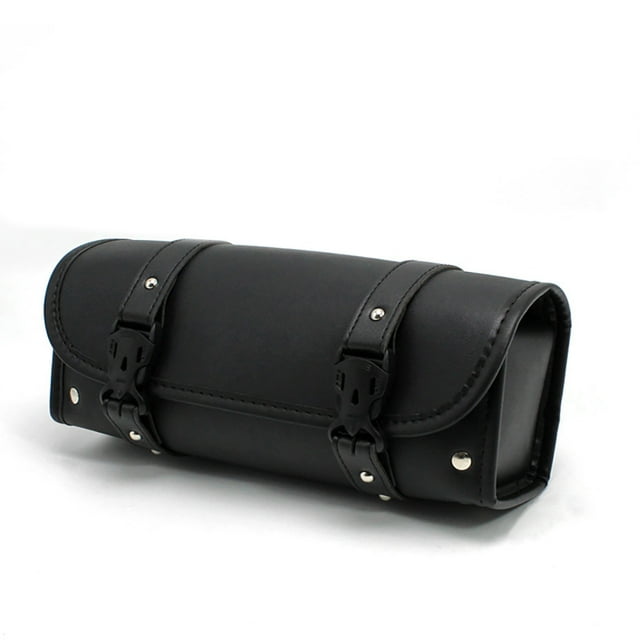 TFixolMotorcycle Tools Bag Retro Barrel Shape Motorcycle Front Bag Black Waterproof Saddlebags Motorcycle Riding Bag