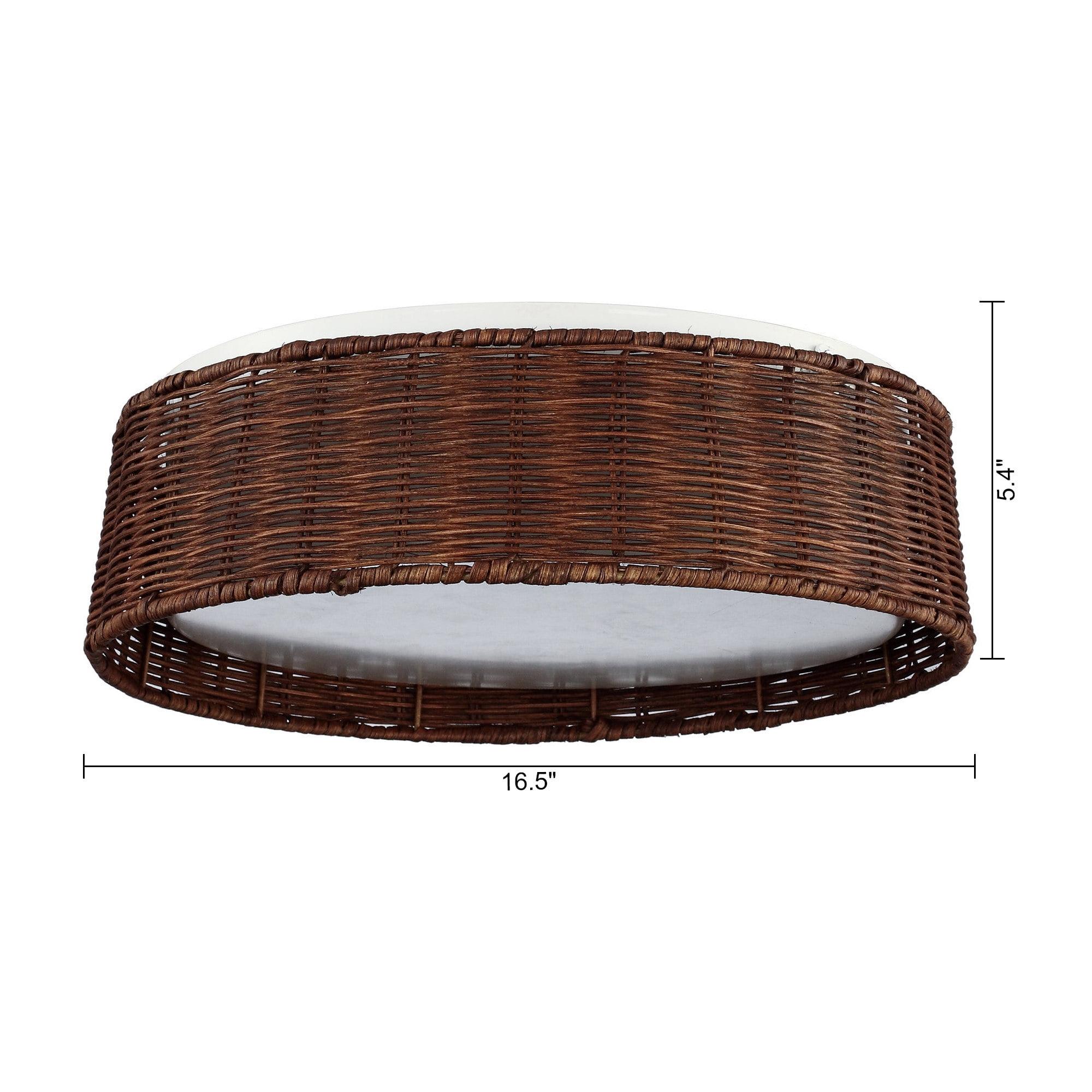 Parrot Uncle Farmhouse Rattan Drum Flush Mount Ceiling Lights LED Lighting for Bedroom Living Room Dining Room, 16.5 Inch