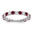 thumbnail image 1 of 14k White Gold Created Ruby and Real Diamond Band, 1 of 1