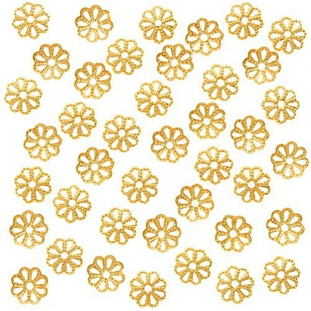 - Open Petal Flower Bead Caps, 6mm, Bright Gold Plated
