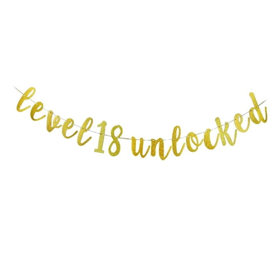 Level 18 Unlocked Banner For Boys Girls 18th Birthday Party Decorations,Sweet 18,Video Game Theme Happy 18th Birthday/Anniversary Party Supplies