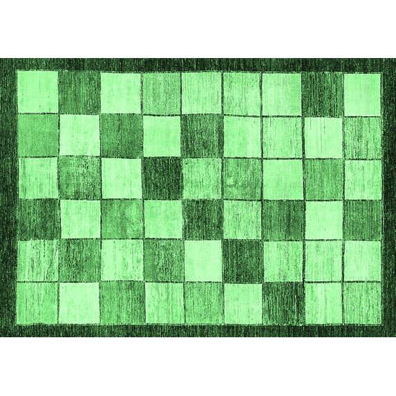Ahgly Company Indoor Rectangle Abstract Emerald Green Modern Area Rugs, 3' x 5'