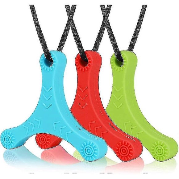 Teeth Toy Set 3 Pieces Silic Sensory Chewing Toy Necklace, Suitable For Autism/anxiety