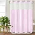 thumbnail image 3 of Pink White Stripe No Hook Shower Curtain Waterproof,Bathroom Curtains with Snap in Liners and See Through Top Window,Modern Minimalist Geometric Striped Hotel Style Bathtub Curtains Shower 72"Wx96"L, 3 of 8