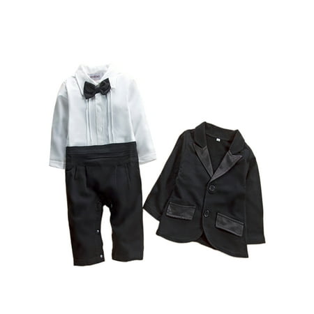 StylesILove Baby Boy Tuxedo Romper and Jacket 2-pc Formal Wear Suit (3-6 Months)