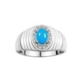 thumbnail image 1 of RYLOS Men's Rings Sterling Silver Classic Halo Of  Diamonds 7X5MM Oval Gemstone Ring Tourquoise December Birthstone Rings For Men Size 9, 1 of 7