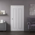 thumbnail image 2 of Sliding Closet Bi-fold Doors 72 x 84 inches | CLASSIC 1189 White Enamel | Sturdy Tracks Moldings Trims Hardware Set | Wood Solid Bedroom Wardrobe Doors, 2 of 5