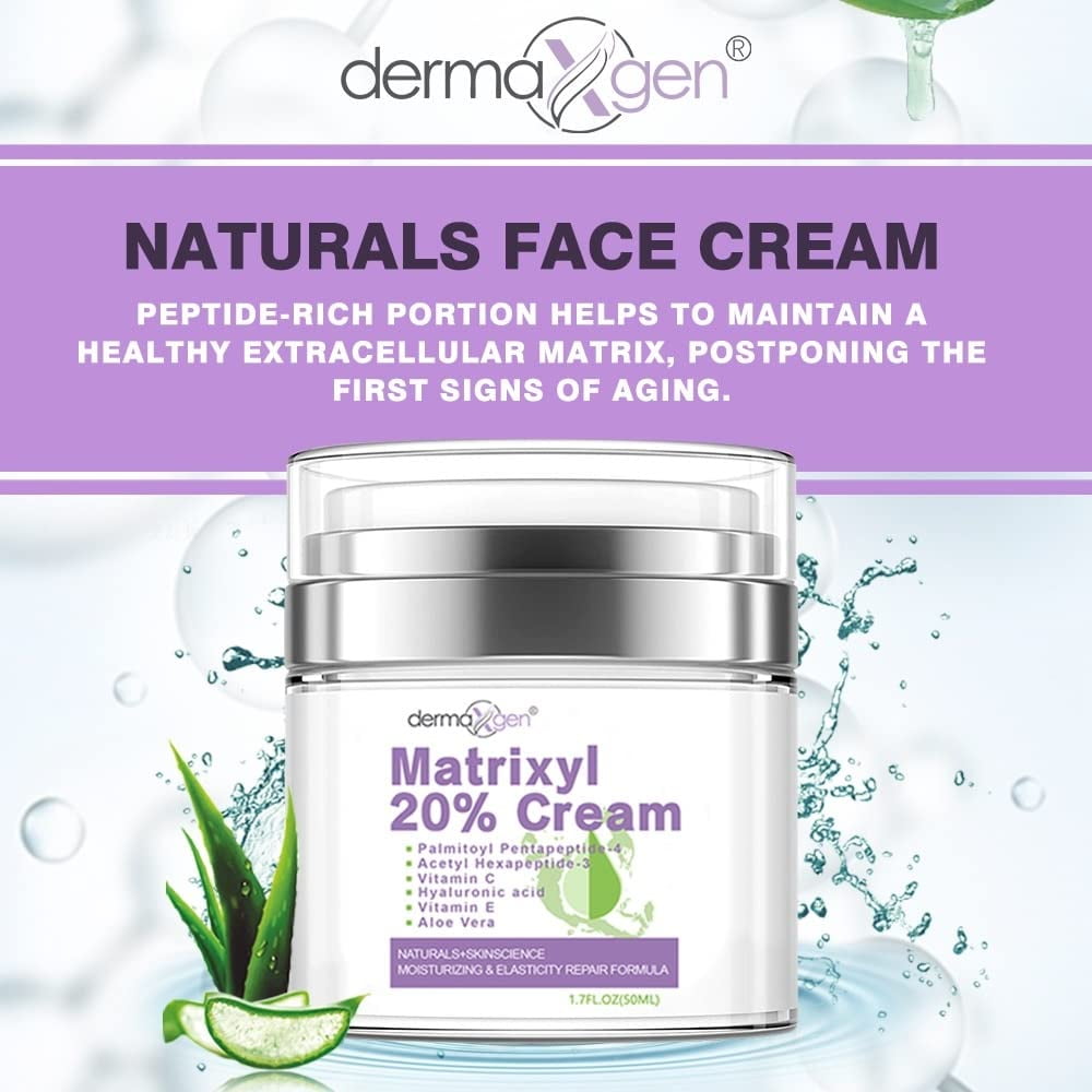 Dermaxgen 20% MATRIXYL 3000 + Peptide Complex+ Retinol Acetate (Vitamin A) + Hyaluronic Acid + Vitamin - PURE ORGANIC Powerful Triple Combination Cream For Facial AGED Wrinkles - 1.7 FL OZ