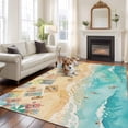 thumbnail image 2 of Summer Beach Time Area Rugs 5'x7', Washable Small Throw Rugs for Laundry Room Playroom, Ocean Waves Leisure Time Sandy Indoor Outdoor Rug Non-Slip Low Pile Carpet Runner Reversible Floor Mats, 2 of 8