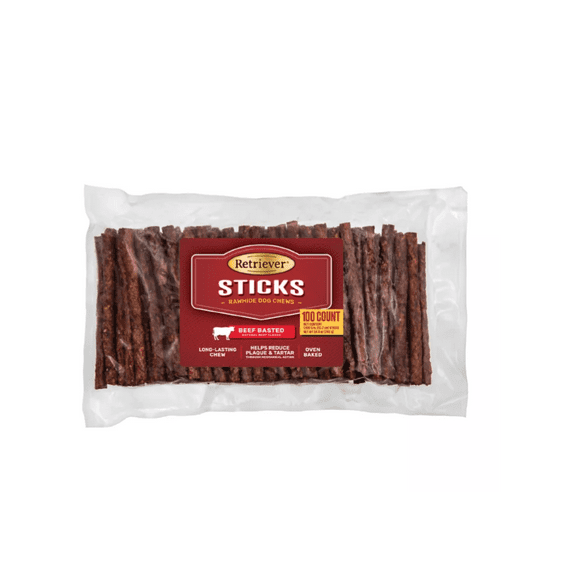 Retriever Beef-Basted Munchy Sticks Dog Chew Treats, 100 ct.