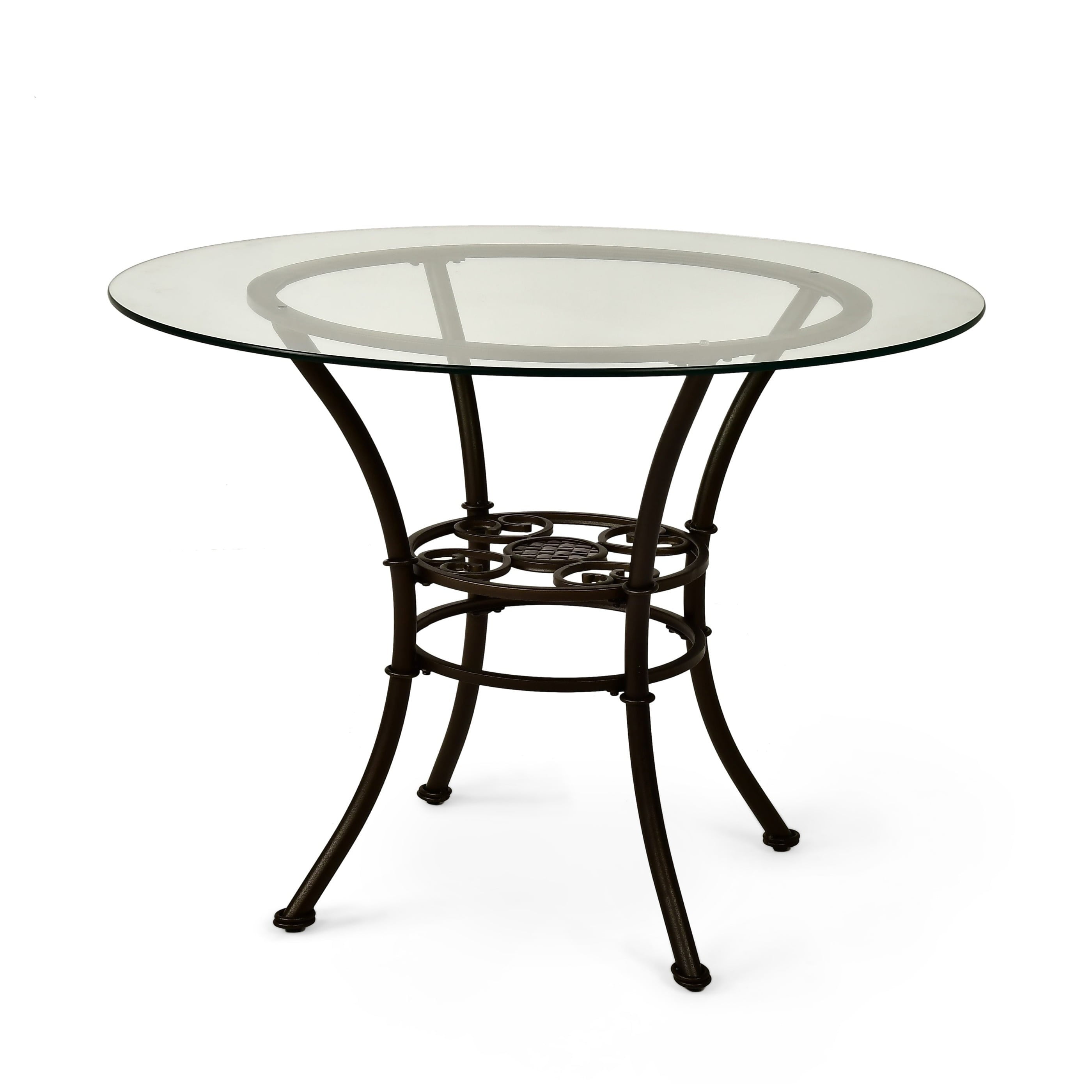 Greyson Living Copper Grove Abernethy Glass Top And Brown Powder Coated Metal Dining Table