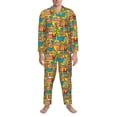 thumbnail image 3 of Lsque America Symbols Pattern Long Sleeve Pajama Set for Men - Soft 2-Piece Sleepwear and Loungewear Set with Pockets, Comfy Nightwear-Small, 3 of 7