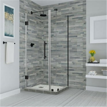 72 x 28.25-29.25 x 30.375 in. Bromley Frameless Corner Hinged Shower Enclosure - Oil Rubbed Bronze