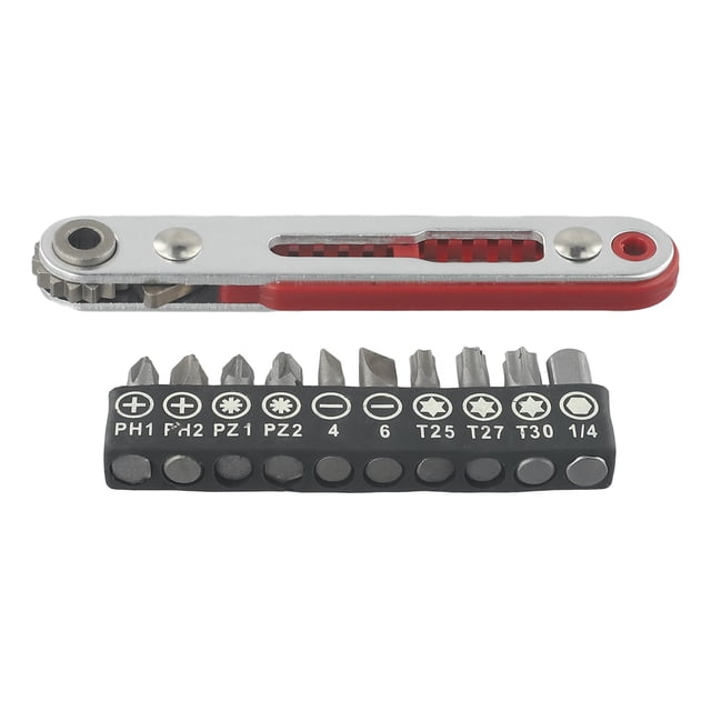 Clé à Cliquet Tête Plate Mini 90 Degrés Décalage Tournevis avec Ensemble de Bits