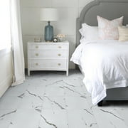 UMIGGEE White Marble Peel and Stick Floor Tile Self Adhesive Vinyl Flooring 12-in x12-in x1.0mm (10-pcs)For Kitchen Living Room Bedroom Home Decoration (10 Sq. ft./Pack)