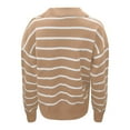 thumbnail image 4 of Arlun Polo Neck Fashion Striped Knit Sweatshirts for Womens Casual Long Sleeve V Neck Loose Fit Sweater Soft Comfortable Warm Slim Fall Knitted Pullover Tops Khaki XXL, 4 of 5
