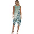thumbnail image 3 of HELLHERO Sleeveless Sundress with Tropical Leaf Pattern, Asymmetric Midi Dress with Pockets for Beach Vacations and Christmas Parties, 3 of 8