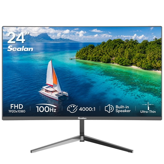 Sealan 24" FHD 1080p Gaming Monitor, 100Hz VA Panel, AMD FreeSync, HDR10, Built-in Speakers, VESA Mount, 1920 x 1080 Computer Monitor