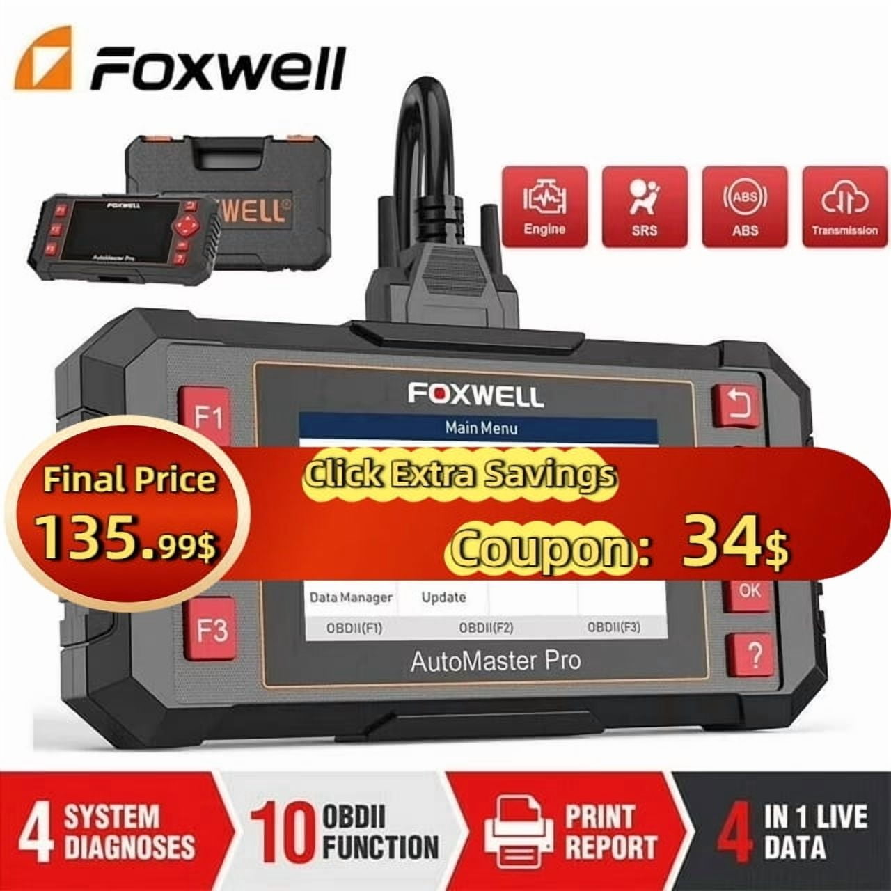 Foxwell NT510 Elite OBD2 Scanner for Honda Acura, Bi-directional