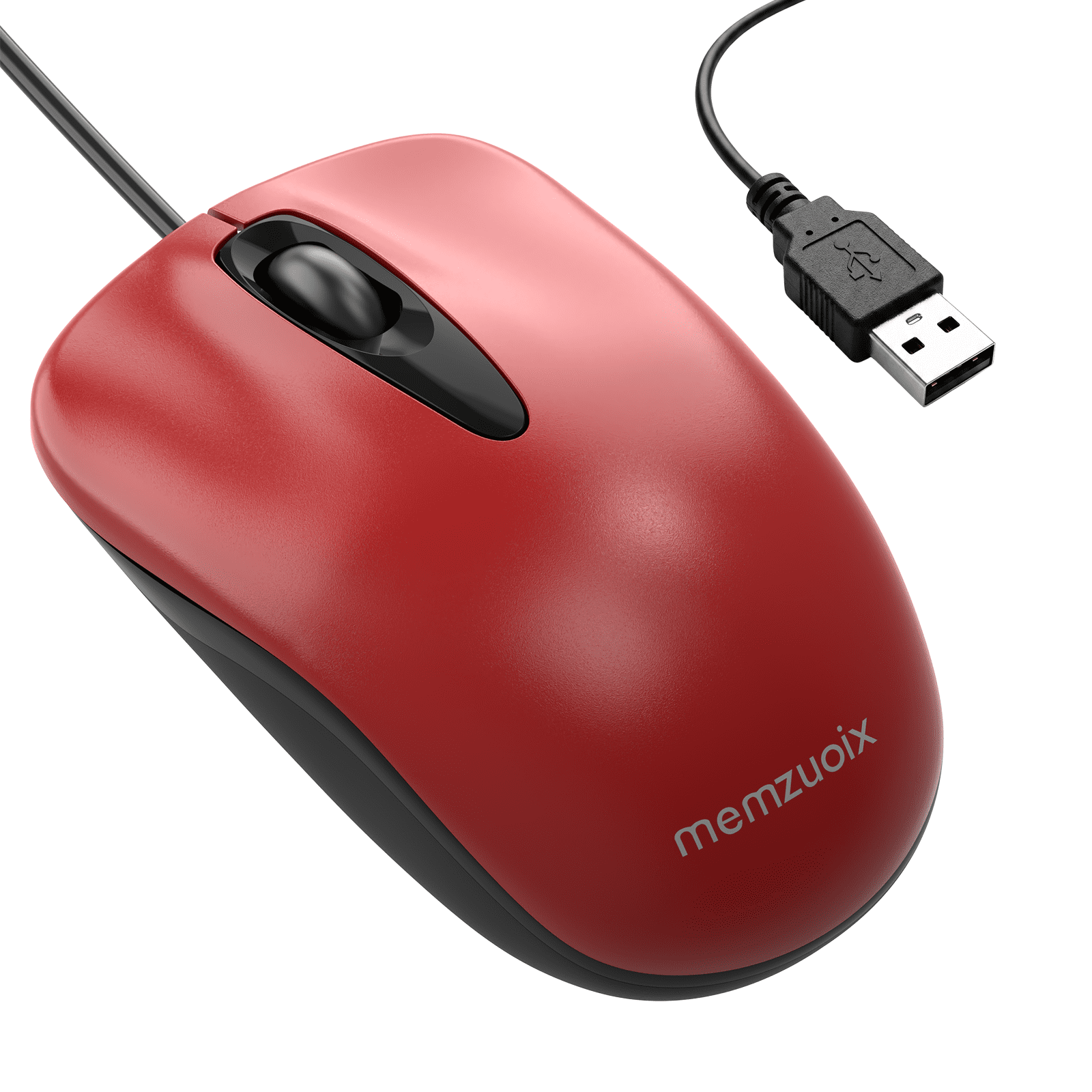 USB-A Wired Mouse for Laptop, PC, Chromebook, Mac - Ergonomic, 1200 DPI, Plug and Play, 6 Million Clicks Durability, Red