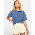 thumbnail image 2 of RVCA Women's Radley Blue Striped Center Front Knot Relaxed Fit Tee T-Shirt (Medium, Blue), 2 of 5