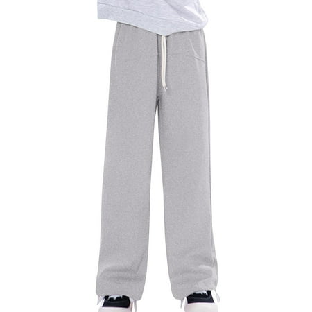 

biudgviw Cotton Sweatpants for Children Fleece High Elastic Waisted Casual Winter Long Pants Warm Comfy Wide Straight Leg Pants
