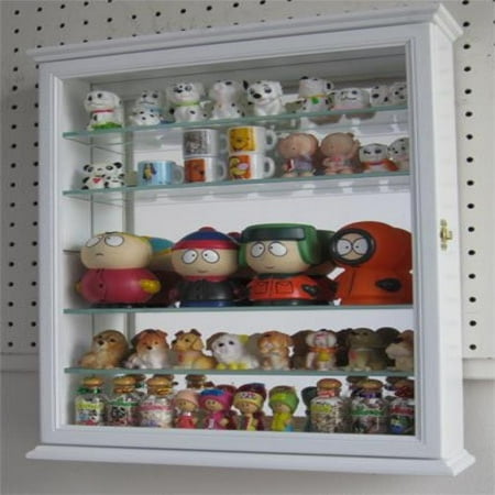 Small Wall Mountable Curio Cabinet Shadow Box With Glass Door