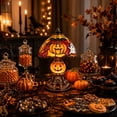 thumbnail image 6 of Vintage Stained Glass Halloween Lamp Set Pumpkin Witch Hat, USB LED Gothic Table Decor for Mantel Shelf Entryway Display, 6 of 8