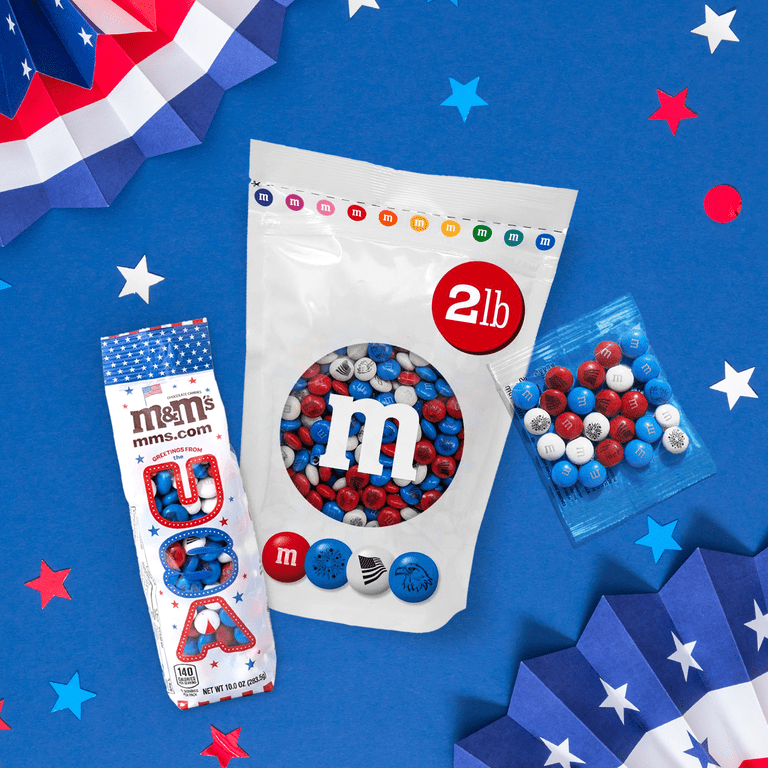 M&M'S USA Patriotic Red, White & Blue Milk Chocolate Candy, 2 lb