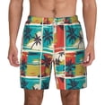 thumbnail image 2 of Goofa Colorful Hawaii Palms Printed Men's Swim Trunks Board Shorts Quick Dry Mens Swimming Trunks with Compression Liner,Breathable Fit Hawaii Beach Shorts-Large, 2 of 9