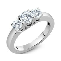 1Ct Round Cut Lab Grown Diamond (VVS1/G-H) 925 Sterling Silver 3 Stone Ring Fine Jewelry for Women
