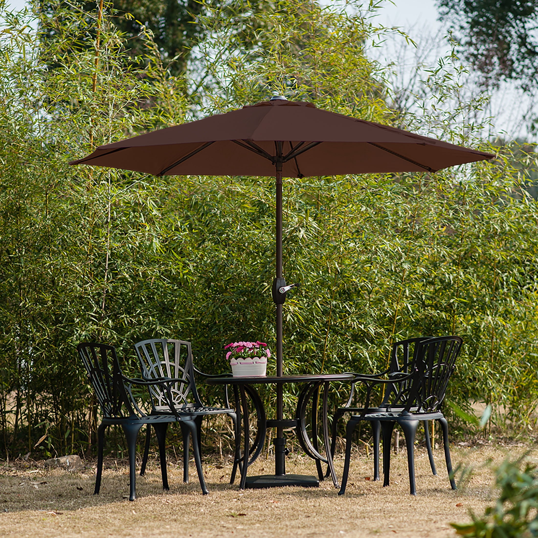 Westin Outdoor 9 Ft Patio Market Umbrella with Tilt & Crank, Coffee
