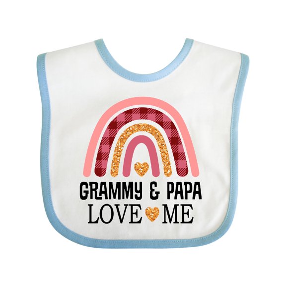 Inktastic Grammy and Papa Love Me Granddaughter Rainbow Girls Baby Bib