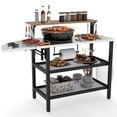 thumbnail image 1 of Gymax Table de Bar de Patio avec Dessus Rabattable, Table d'Appoint Pliable, 2 Étagères de Rangement pour Jardin, 1 of 10