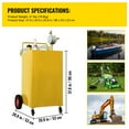 thumbnail image 4 of SKYSHALO Fuel Caddy, 30 Gallon, Gas Storage Tank & 2 Wheels, with Manuel Transfer Pump, Gasoline Diesel Fuel Container for Cars, Lawn Mowers, ATVs, Boats, More, Yellow, 4 of 9