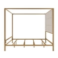 thumbnail image 4 of Euroco Metal King Size Canopy Bed with Upholstery Headboard, Gold, 4 of 7