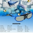 thumbnail image 3 of Graflsoa G101 Active Shutter 3D Glasses for DLP-LINK Projectors, Black, High Compatibility, 96/120/144Hz, 50hr Battery Life, Includes USB Cable & Accessories, 3 of 7