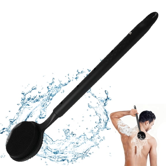 FIXPARTS Silicone Body Scrubber & Back Scrubber for Shower, 23.5" Adjustable Back Brush for Shower with Long Handle, Soft Exfoliating Shower Brush for Men & Women