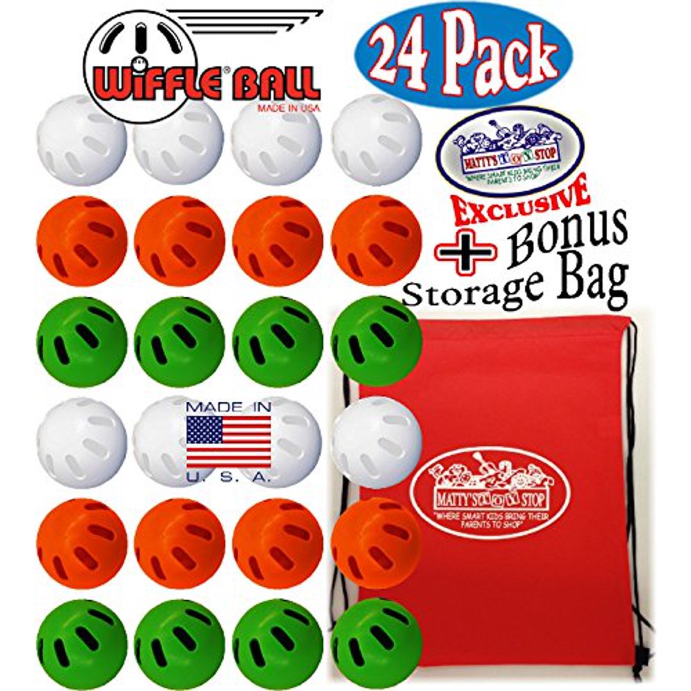 Wiffle Balls Green, Orange & White Official Size Baseballs "Matty's Toy