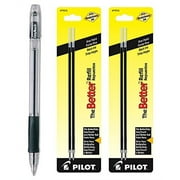 Pilot EasyTouch Ball Point Stick Pens, Fine Point, Black Ink 1 Pen & 4 Refills