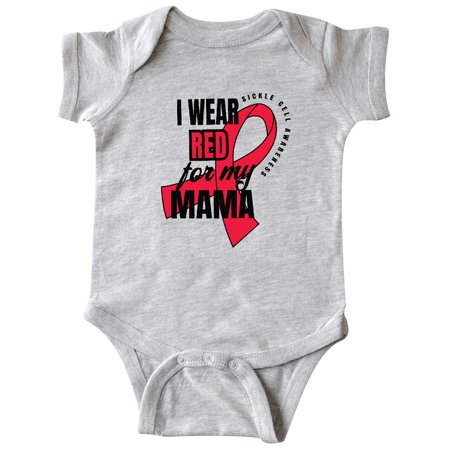 

Inktastic Sickle Cell Awareness I Wear Red For My Mama Gift Baby Boy or Baby Girl Bodysuit