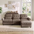 thumbnail image 3 of Hvoonc 98" Modular Sectional Sofa for Living Room, L Shaped Couch with Ottoman Chaise, Chenille Upholstery, Brown, 3 of 9