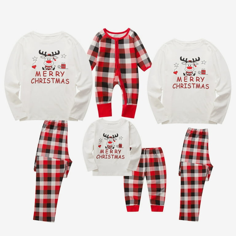 Lovebay Christmas Family Matching Ugly Rudolph Pajamas Set Adult Kid Baby Jammies