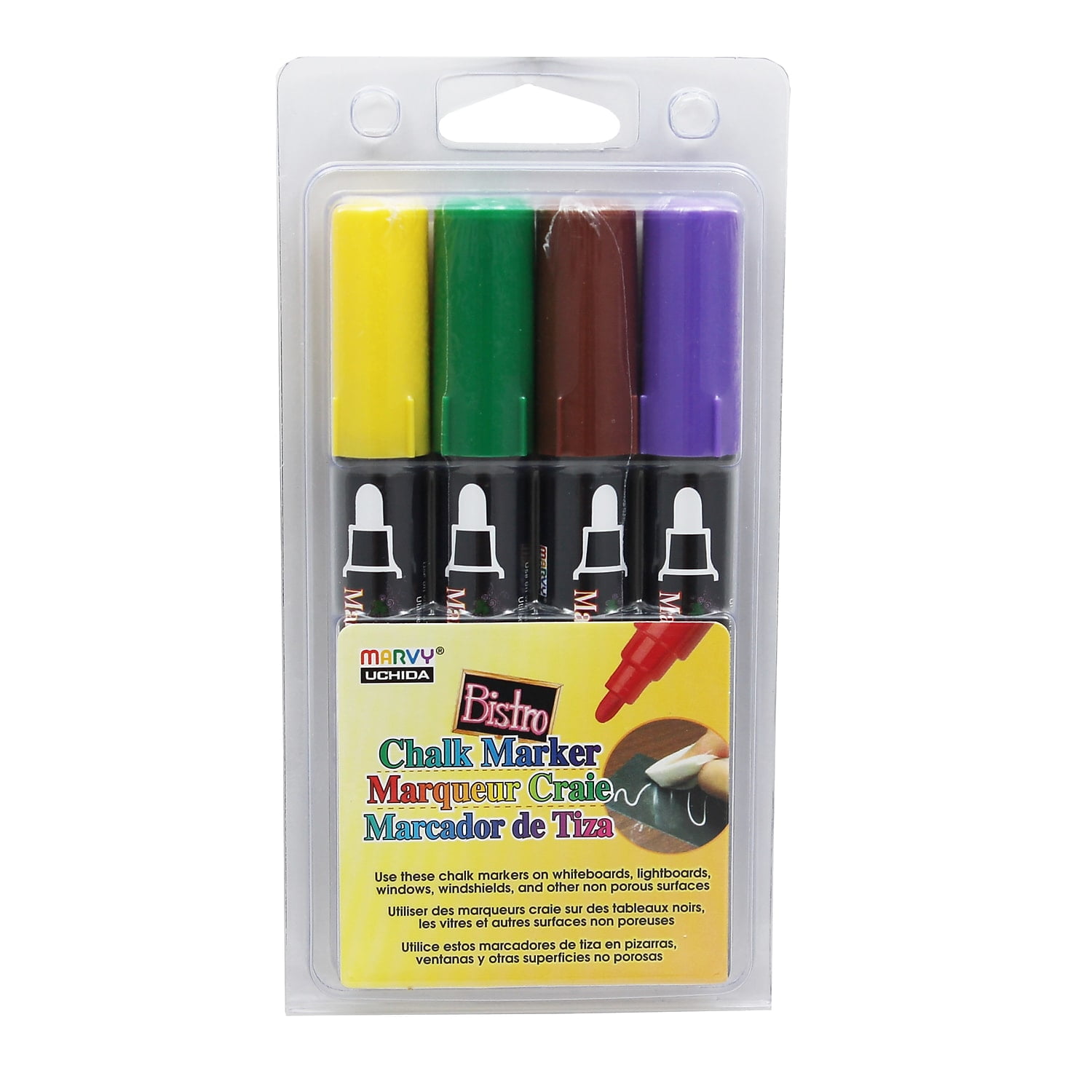 Marvy Uchida Broad Tip Chalk Markers, Set 4D, 4 Colors Per Pack, 8PK 4804B